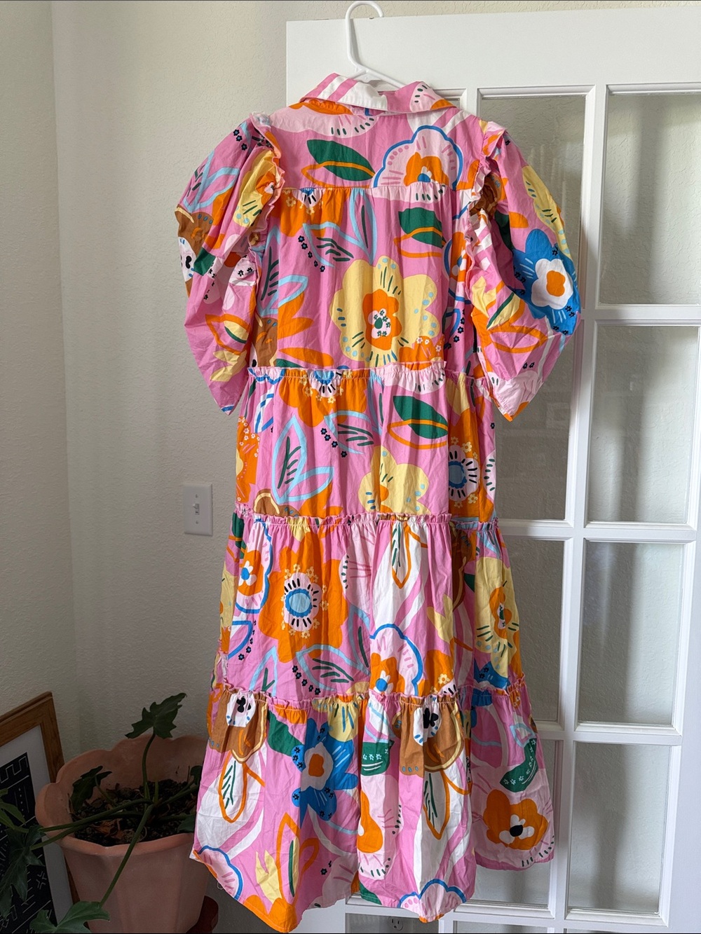 Karlie Pink Floral Tiered Button-Front Midi Dress - Picture 6 of 6